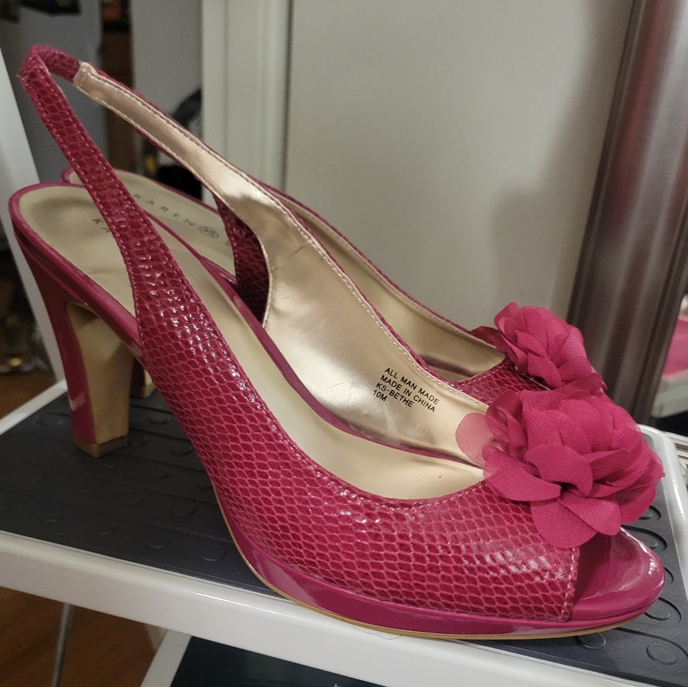 Fuschia Slingback Platform Peeptoe Heels